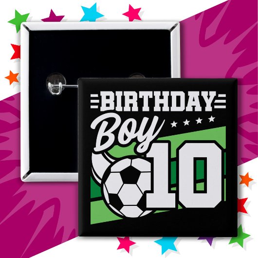 10歳サッカー少年サッカー10誕生日少年 缶バッジ