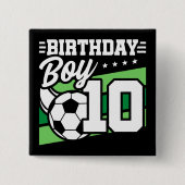 10歳サッカー少年サッカー10誕生日少年 缶バッジ (正面)