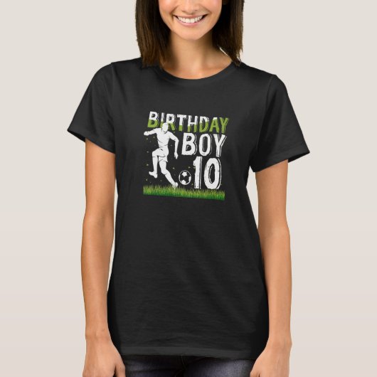 10歳サッカー誕生日パーティーテーマ10日 Tシャツ (正面)