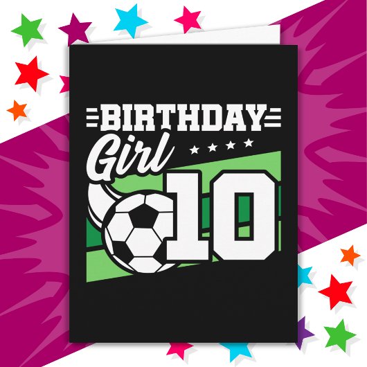 10歳サッカー10誕生日女 カード