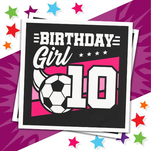 10歳サッカー10誕生日女 スタンダードカクテルナプキン