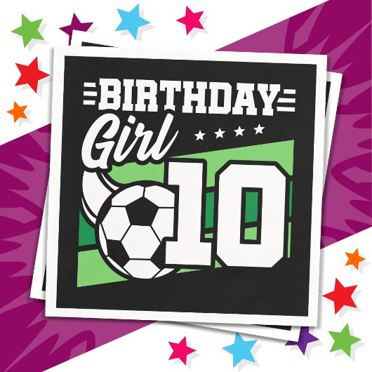 10歳サッカー10誕生日女 スタンダードカクテルナプキン