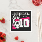 10歳サッカー10誕生日女 スタンダードカクテルナプキン (インサイチュ)