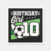 10歳サッカー10誕生日女 スタンダードカクテルナプキン (正面)