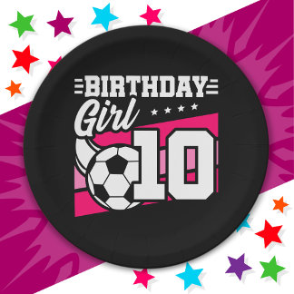 10歳サッカー10誕生日女 ペーパープレート
