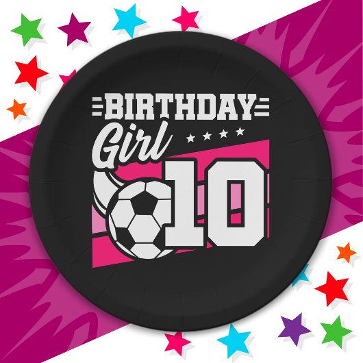 10歳サッカー10誕生日女 ペーパープレート