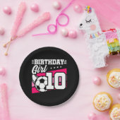 10歳サッカー10誕生日女 ペーパープレート (パーティー)
