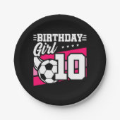 10歳サッカー10誕生日女 ペーパープレート (正面)