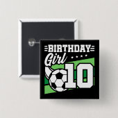10歳サッカー10誕生日女 缶バッジ (正面&裏面)