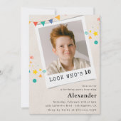 10歳シンプルの誕生日招待状ボーイ写真 招待状 (正面)