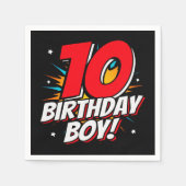 10歳スーパーヒーロー誕生日ボーイ10誕生日 スタンダードカクテルナプキン (正面)