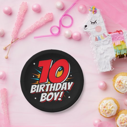 10歳スーパーヒーロー誕生日ボーイ10誕生日 ペーパープレート (パーティー)