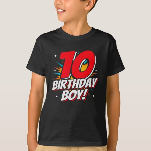 10歳スーパーヒーロー誕生日ボーイ10誕生日 Tシャツ (正面)