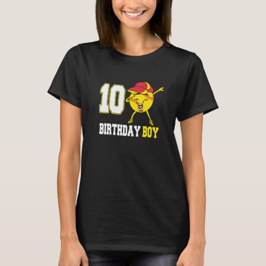 10歳ダビングソフトボール10誕生日ボーイティー Tシャツ (正面)