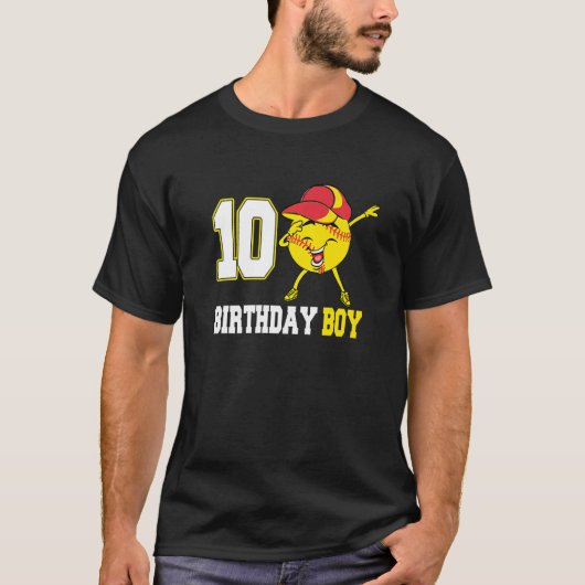 10歳ダビングソフトボール10誕生日ボーイティー Tシャツ (正面)