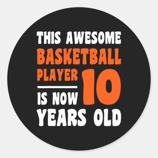 10歳ハッピー10誕生日バスケットボール10位 ラウンドシール (正面)