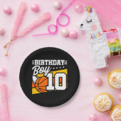 10歳バスケットボールパーティー10誕生日少年 ペーパープレート (パーティー)