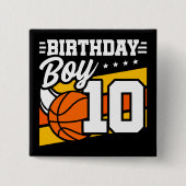 10歳バスケットボールパーティー10誕生日少年 缶バッジ (正面)