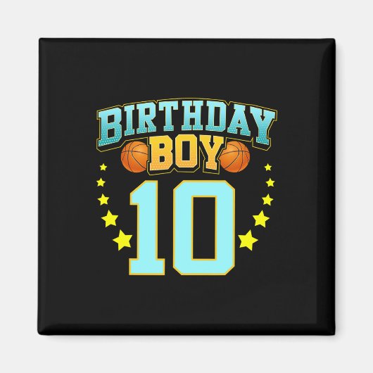 10歳バスケットボール選手第10回誕生日パーティー マグネット (正面)