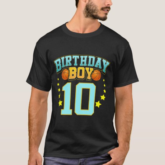 10歳バスケットボール選手第10回誕生日パーティー Tシャツ (正面)