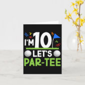 10歳バースデーパーティーゴルフボーイ10歳ゴルファー カード (黄色い花)