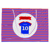 10歳パーソナライズされた紅青 ラージペーパーバッグ (裏面)