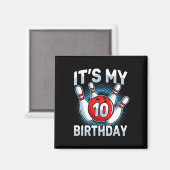 10歳ボーリング10歳バースデーパーティー少年ガール マグネット (正面/裏面)