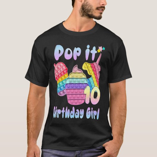 10歳ポップ・アートのの誕生日の女の子 Tシャツ (正面)