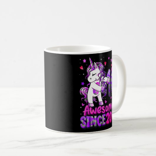 10歳ユニコーンフロス10誕生日ガールユニコ コーヒーマグカップ (正面右)