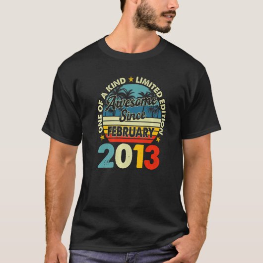10歳ヴィンテージ2013年2月10誕生日R Tシャツ (正面)