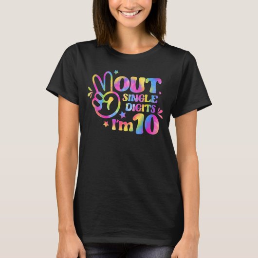 10歳独身のの10歳のピースアウトの数字 Tシャツ (正面)