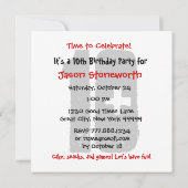 10歳誕生パーティー黒赤白W01A 招待状 (裏面)