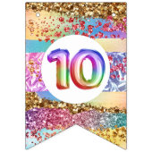 10歳誕生日の虹のグリッターDIYフォトチルドレンズ バンティングフラッグ (第1の旗)