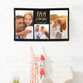 10歳誕生日写真コラージュ黒金ゴールドタイポグラフィ  横断幕 (インサイチュ)