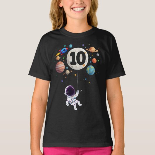 10歳誕生日宇宙飛行士10誕生日 Tシャツ (正面)