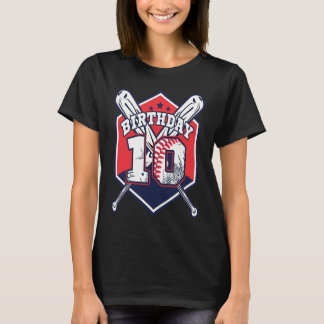 10歳10期野球誕生パーティーテーマ坊 Tシャツ