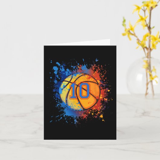 10歳10誕生日バスケットボールギフトfor Boy カード (黄色い花)