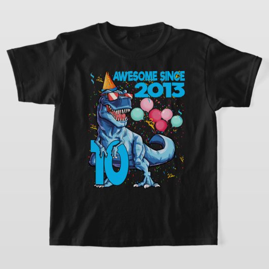 10歳10誕生日恐竜ボーイパーティー2013 Tシャツ (レイダウン)