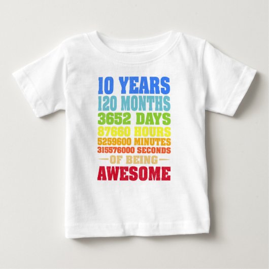 10歳120カ月素晴らし10誕生日 ベビーTシャツ (正面)