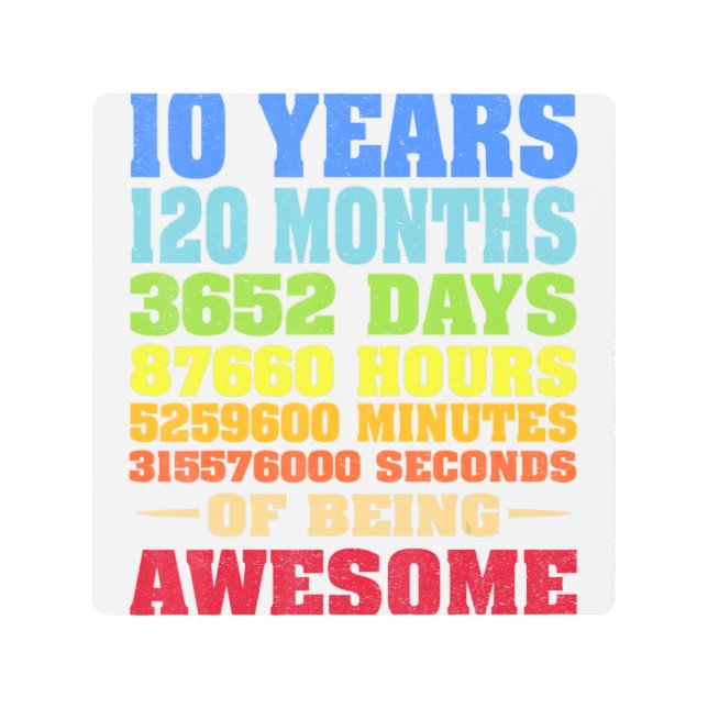 10歳120カ月素晴らし10誕生日 メタルプリント (正面)