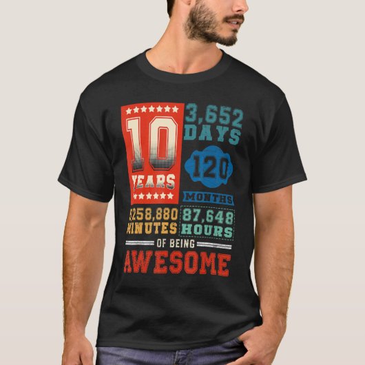 10歳120カ月素晴らし10誕生日 Tシャツ (正面)