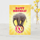 10歳、象の誕生日カードおめでとう カード (黄色い花)