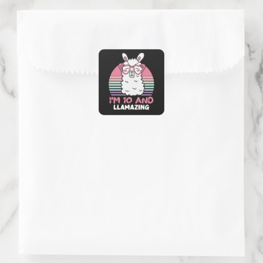 10歳Bday素晴らしい10th誕生日ラマ スクエアシール (バッグ)