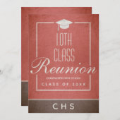 10番目のクラス懇親会エレガントスクリプト（赤） 招待状 (正面/裏面)