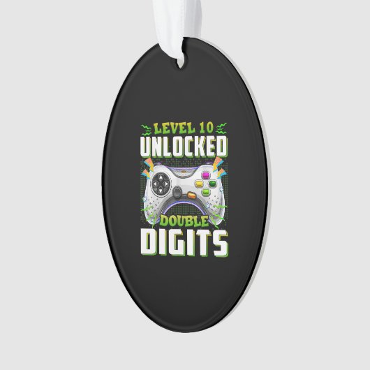 10番目の誕生日の男の子のダブルデジットのビデオゲーマー オーナメント (正面)