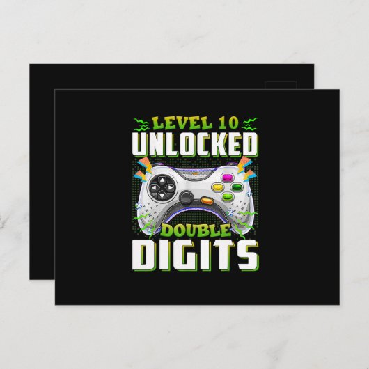 10番目の誕生日の男の子のダブルデジットのビデオゲーマー ポストカード (正面/裏面)