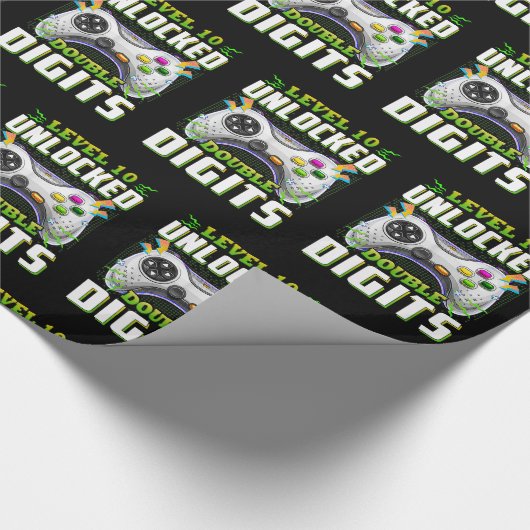 10番目の誕生日の男の子のダブルデジットのビデオゲーマー ラッピングペーパー (角)