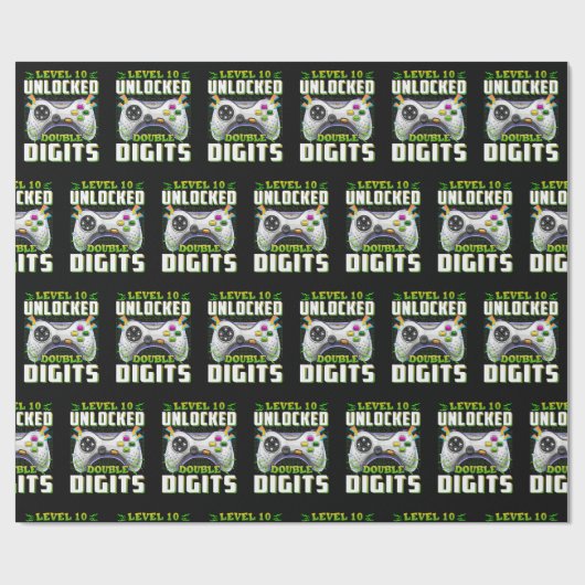 10番目の誕生日の男の子のダブルデジットのビデオゲーマー ラッピングペーパー (フラット)