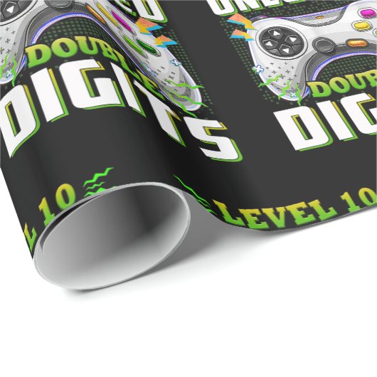 10番目の誕生日の男の子のダブルデジットのビデオゲーマー ラッピングペーパー (ロールコーナー)