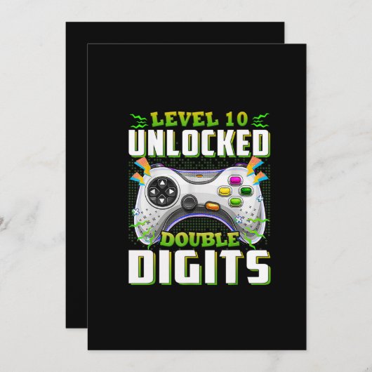 10番目の誕生日の男の子のダブルデジットのビデオゲーマー 招待状 (正面/裏面)
